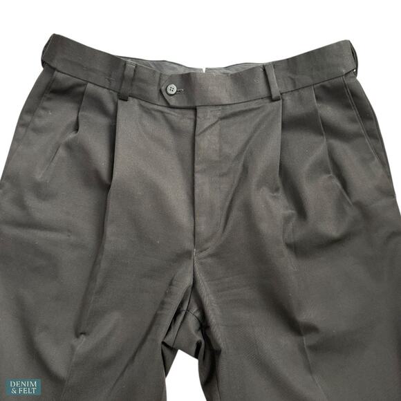 Louis Raphael Luxe Wool Pleated Dress Pants Hidden Waistband Black Classic 34x32 - Picture 5 of 12